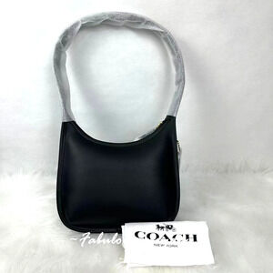 COACH Curve Zip Bag Shoulder Bag In Glovetanned Leather/Gold/Black CAF11 NWT